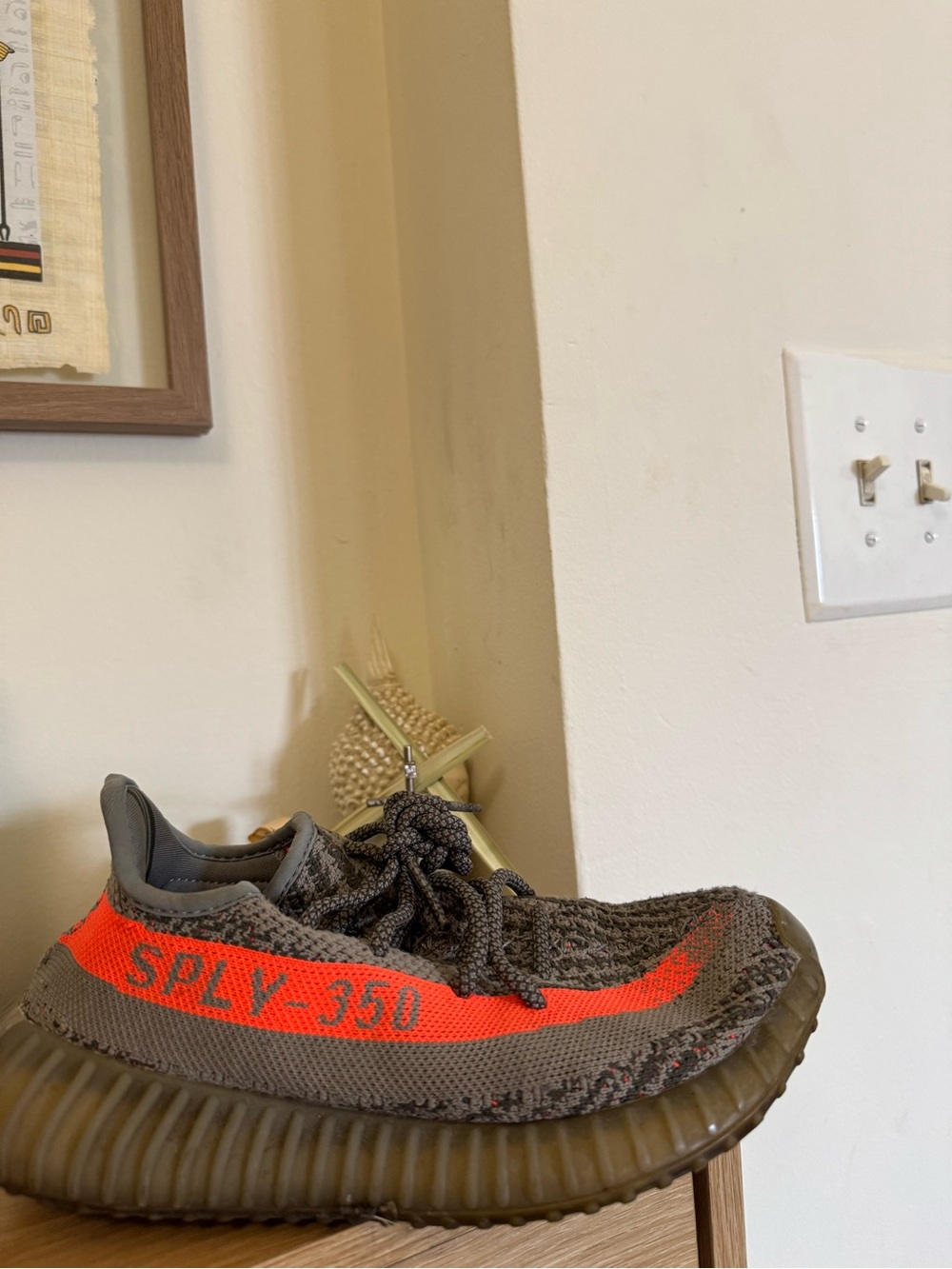 Gray & Orange Knit Athletic Shoe - No Visible Brand